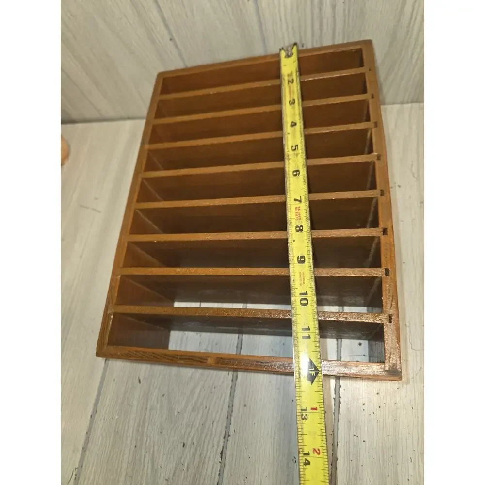 Vtg Wood Desk Filing Shelf Mail Sorter Primitive Office Document Organizer MCM